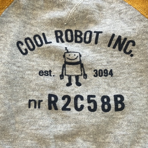 🤖 H&M Baby Robot Fine-knit 100% Cotton Mustard Yellow & Grey Sweater Size 9-12M - Picture 5 of 9